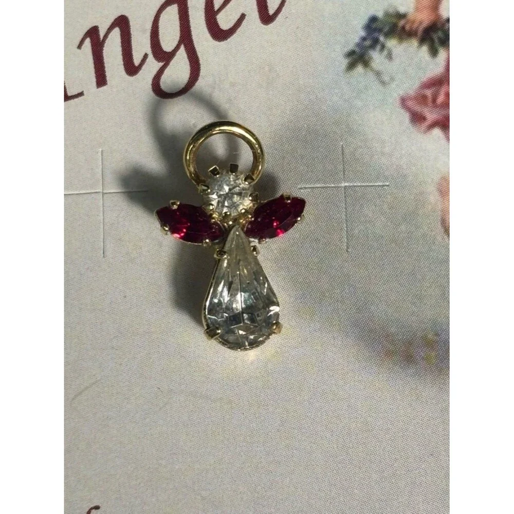 Garnet Birthstone Guardian Angel Elements Pin (JANUARY) Made In USA Crystal